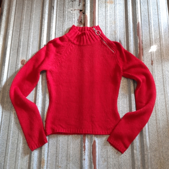 VINTAGE Zippered Turtleneck Braided Knit Energie Sweater - Picture 3 of 15
